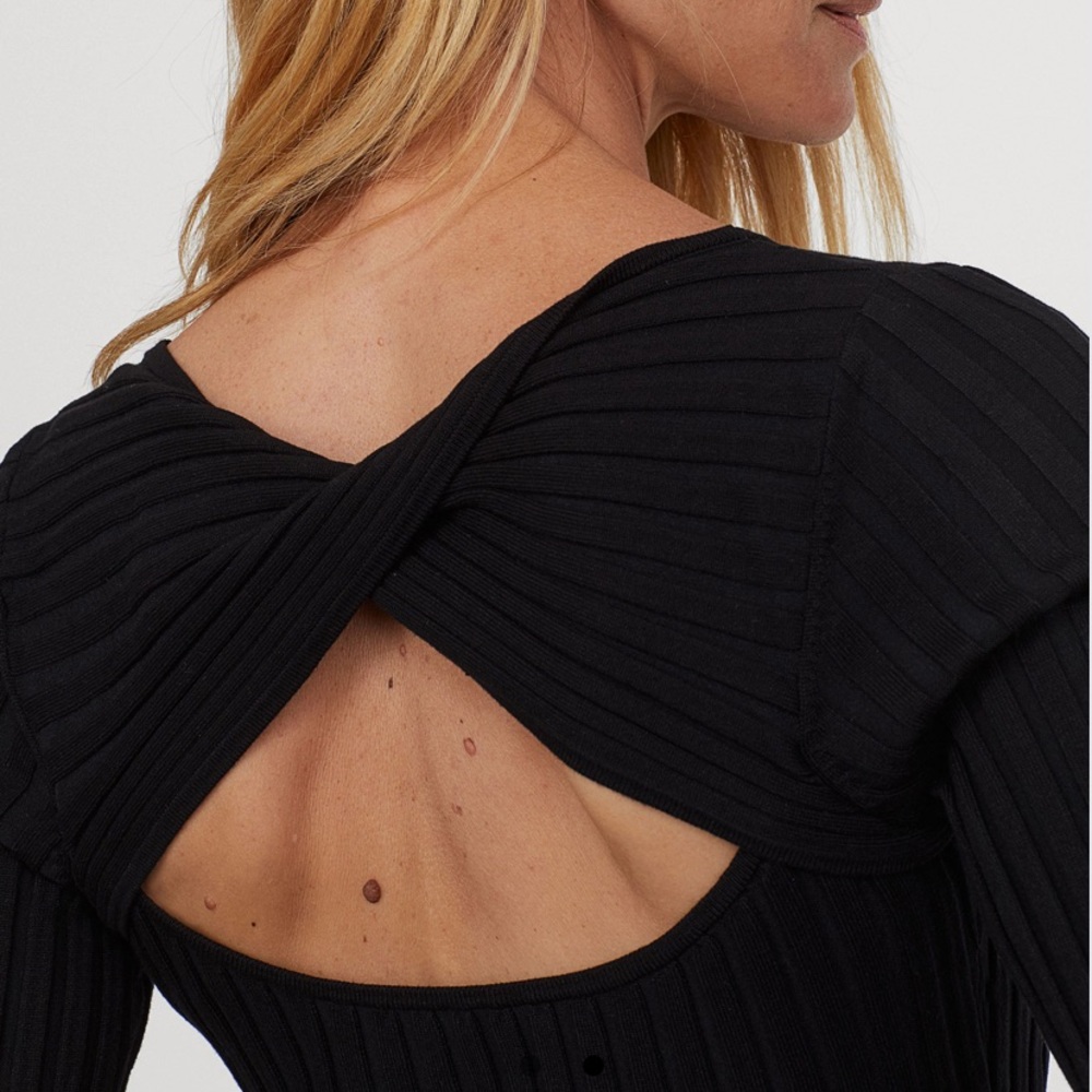 H&M Black Wrap-Over Back Sweater